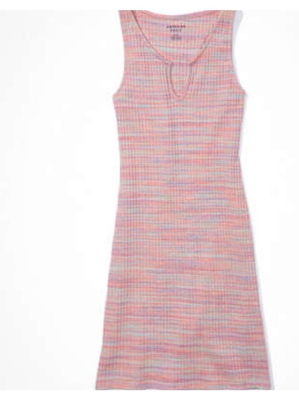 American Eagle Pastel Pink Multi color ribbed mini dress Sz L